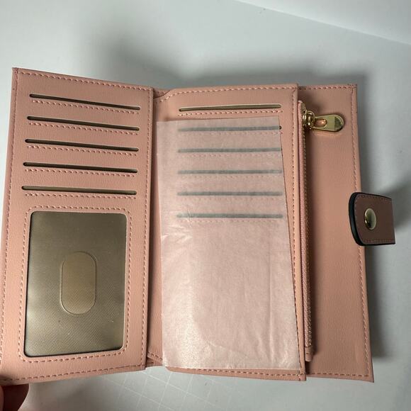 Blush Pink Tri-Fold Wallet with Zip Coin Pocket & Card Organizer - Picture 3 of 9